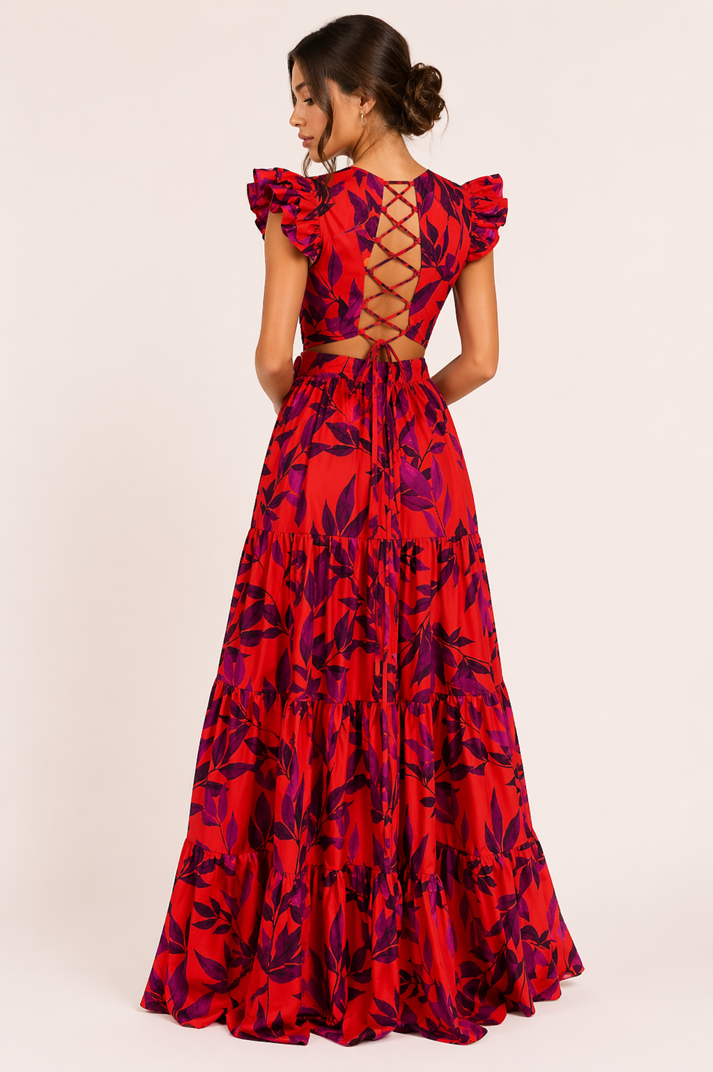 Vestido largo floral manga corta mujer verano - Camila