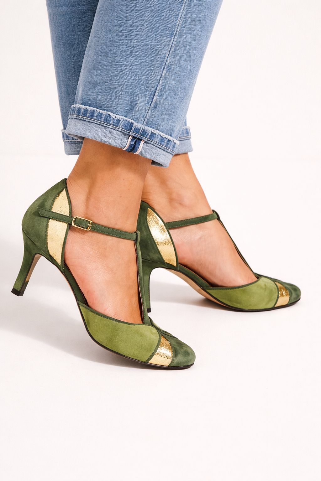 Zapatos de mujer con tira en T y tacón fino - Isaline