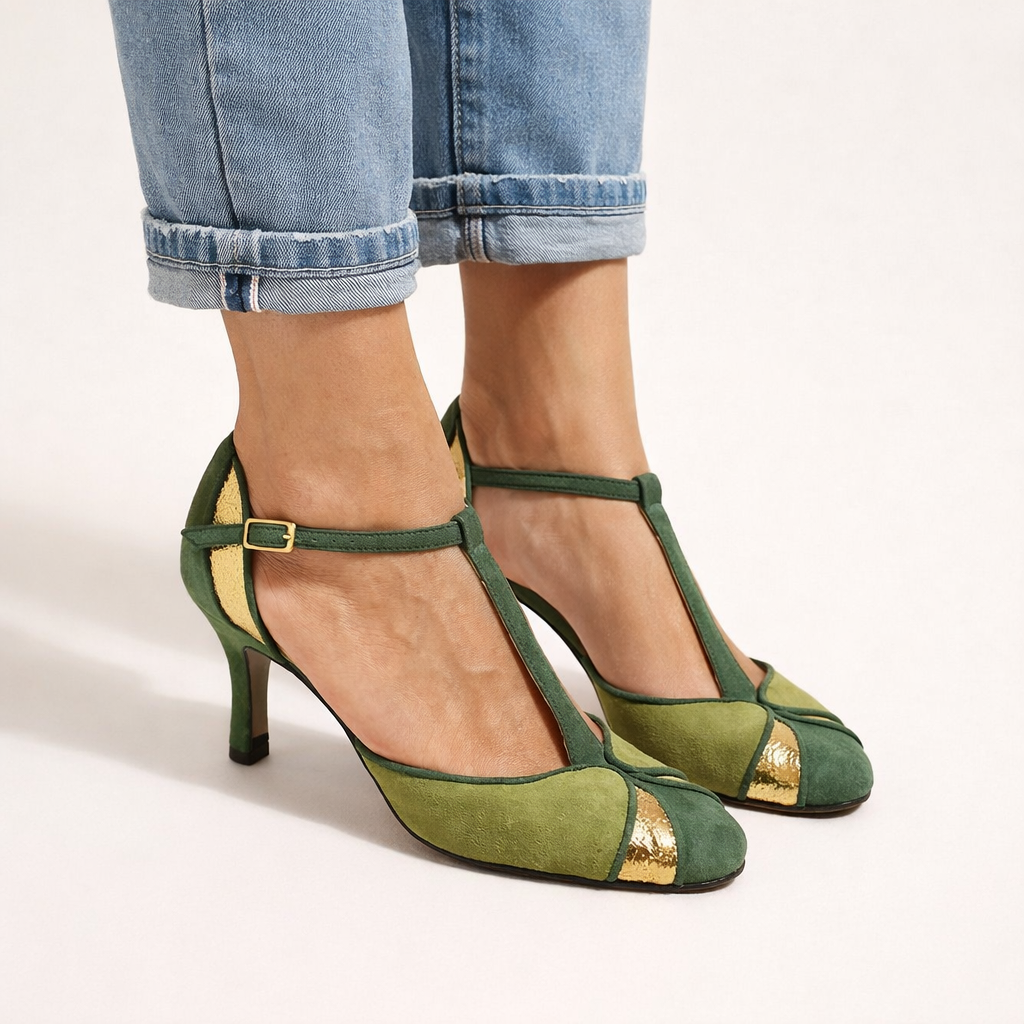 Zapatos de mujer con tira en T y tacón fino - Isaline