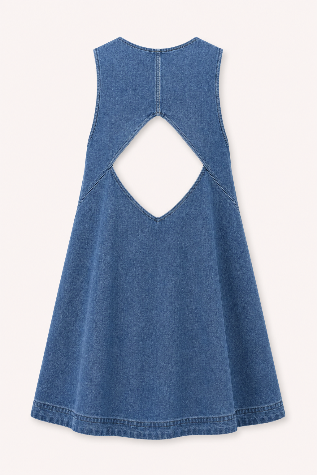 Vestido corto mujer denim sin mangas corte evasé – Elske
