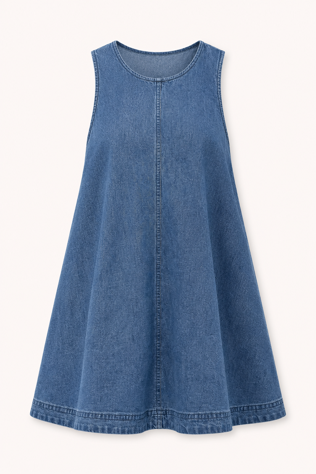 Vestido corto mujer denim sin mangas corte evasé – Elske