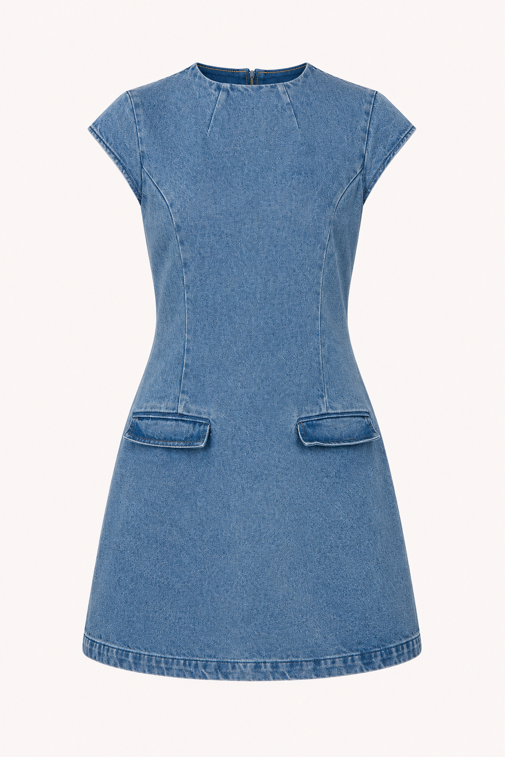 Vestido vaquero corto mujer manga casquillo silueta definida – Loreen