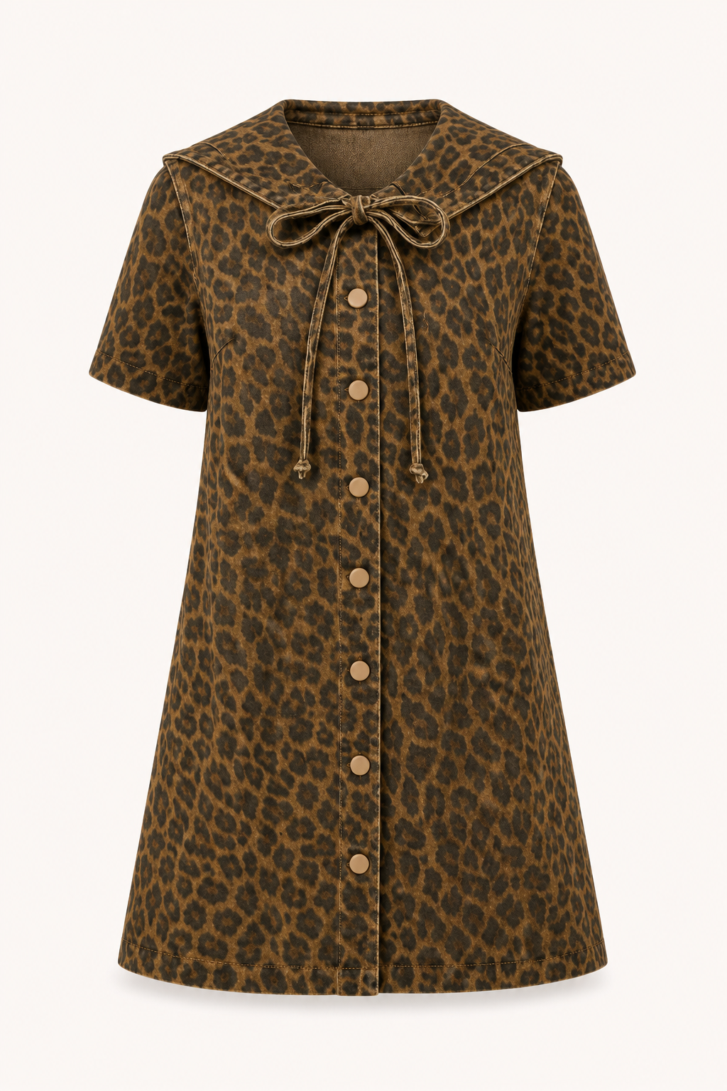 Vestido denim corto mujer cuello marinero manga corta botones – Paula