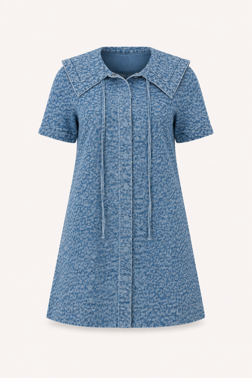 Vestido denim corto mujer cuello marinero manga corta botones – Paula