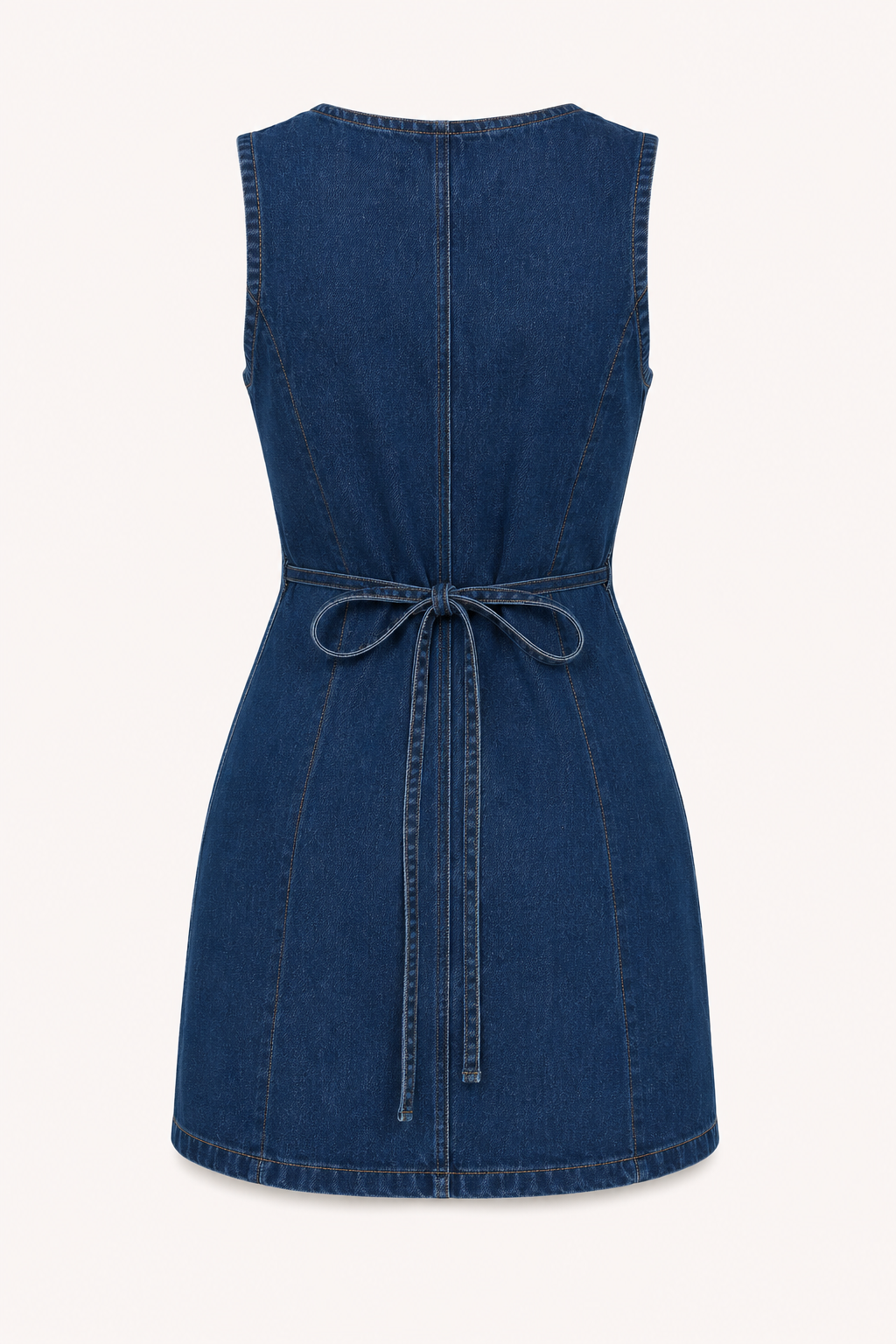 Vestido corto mujer denim escote en V botones costuras verticales – Ilse