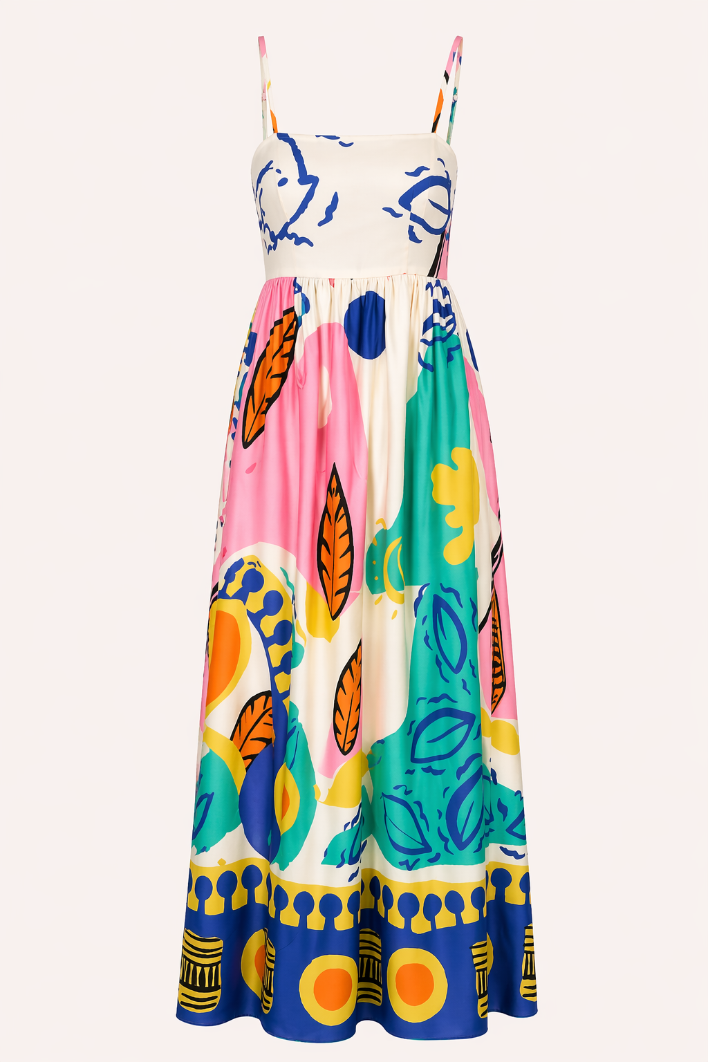 Vestido largo estampado tirantes abertura mujer verano - Aroa