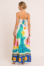 Vestido largo estampado tirantes abertura mujer verano - Aroa