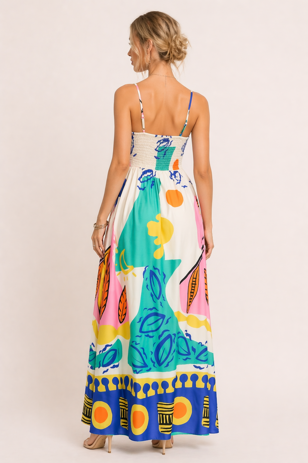 Vestido largo estampado tirantes abertura mujer verano - Aroa