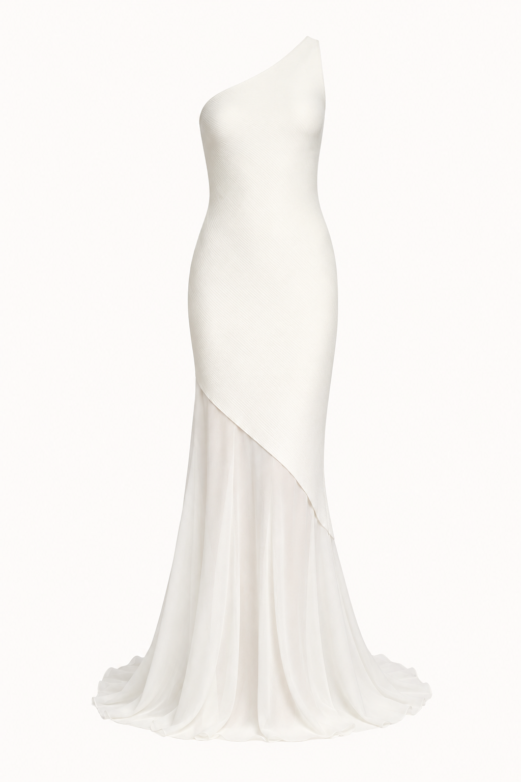 Vestido largo invitada boda un hombro panel diagonal – Birgit
