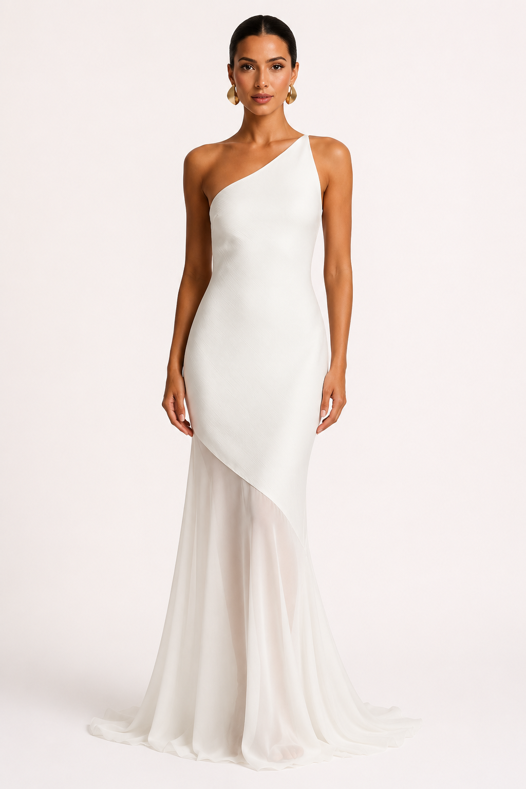 Vestido largo invitada boda un hombro panel diagonal – Birgit