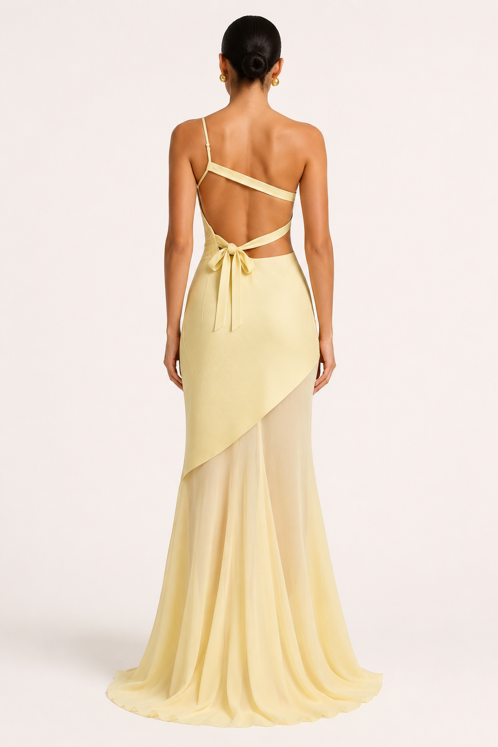 Vestido largo invitada boda un hombro panel diagonal – Birgit