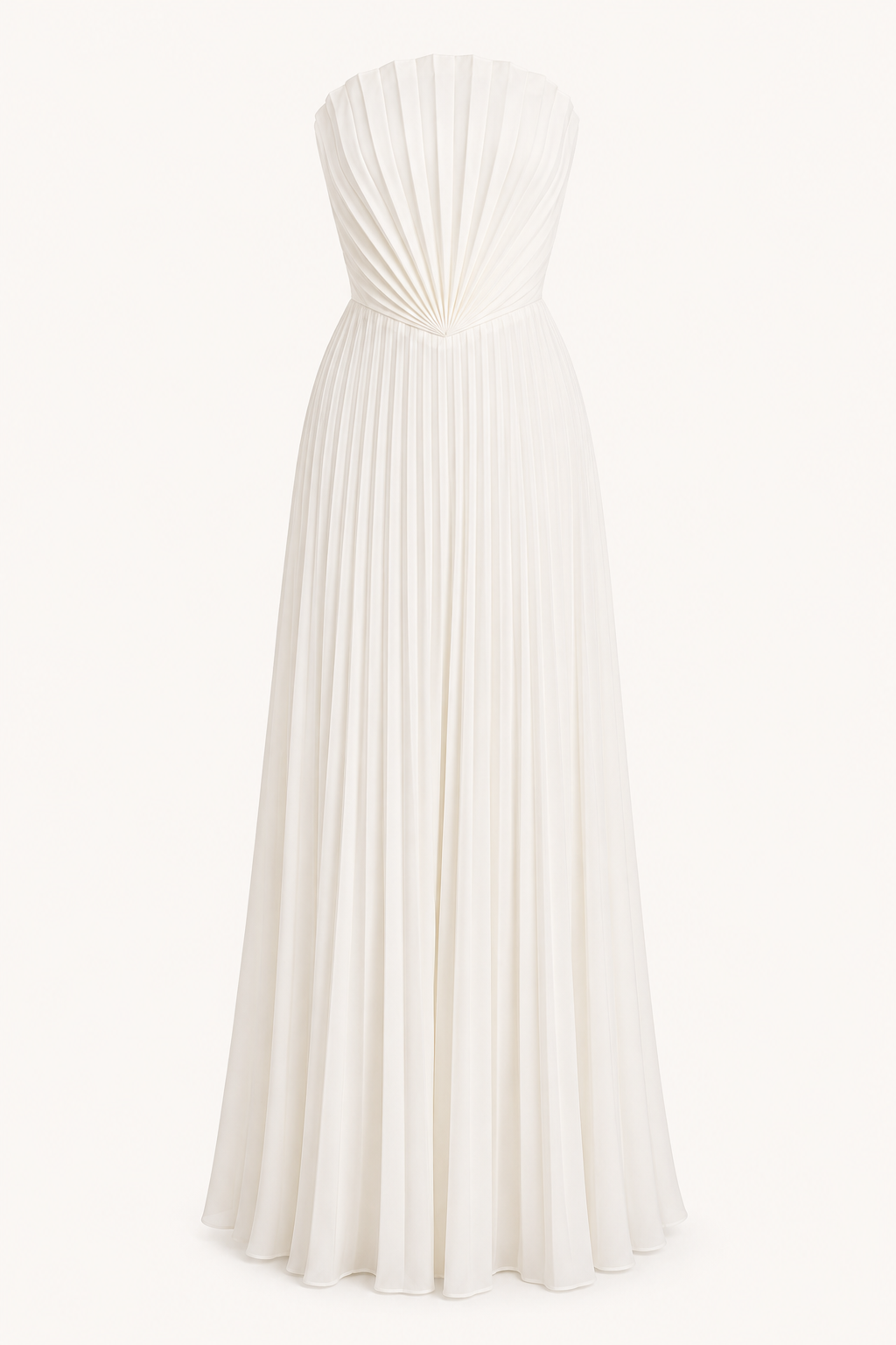 Vestido largo mujer strapless plisado fiesta cintura pico – Tomiris