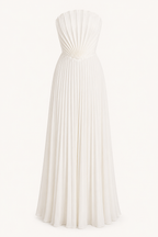 Vestido largo mujer strapless plisado fiesta cintura pico – Tomiris