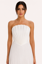 Vestido largo mujer strapless plisado fiesta cintura pico – Tomiris