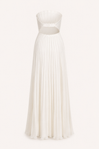 Vestido largo mujer strapless plisado fiesta cintura pico – Tomiris