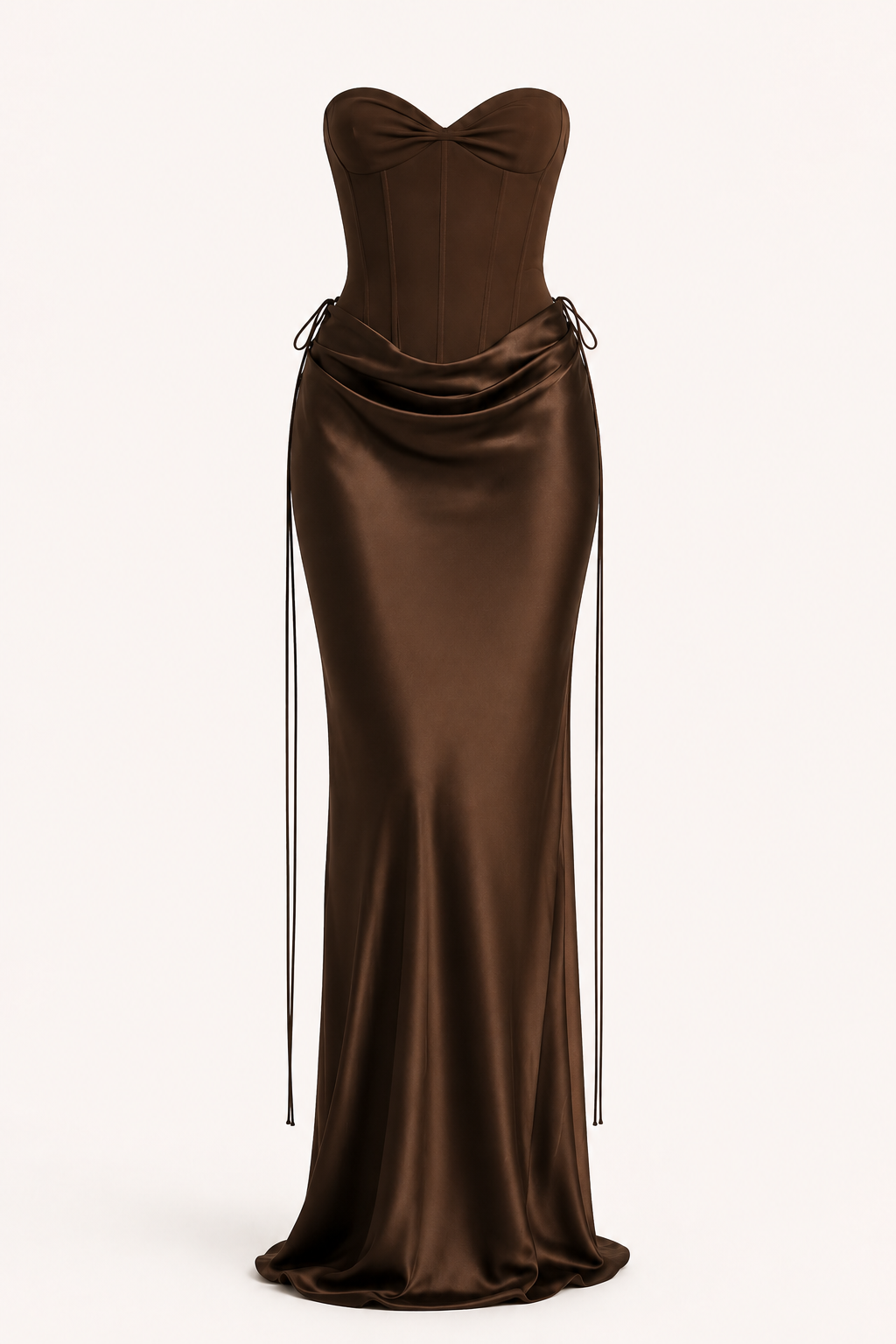 Conjunto mujer corsé strapless falda drapeada lazos – Annika