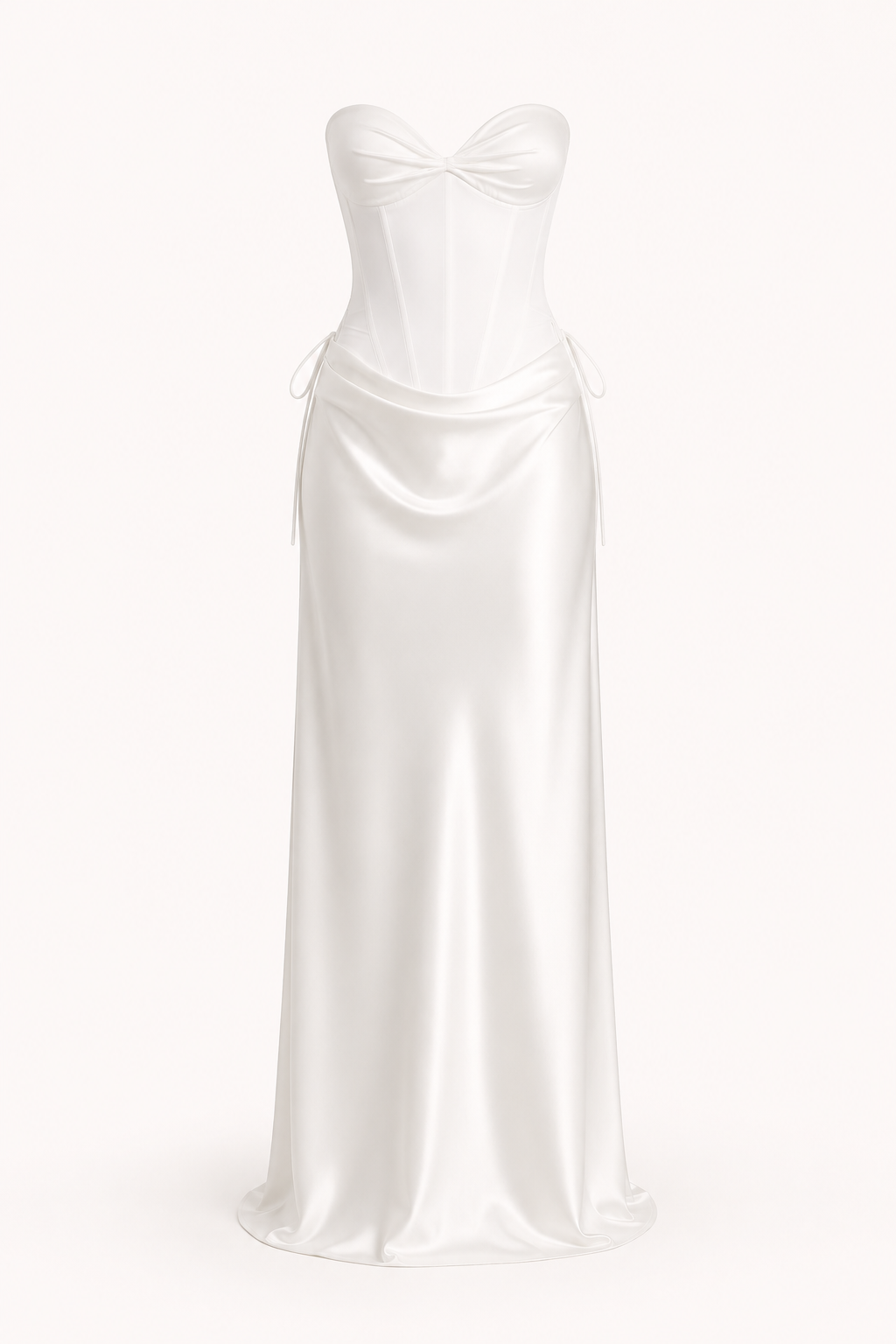 Conjunto mujer corsé strapless falda drapeada lazos – Annika