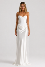 Conjunto mujer corsé strapless falda drapeada lazos – Annika
