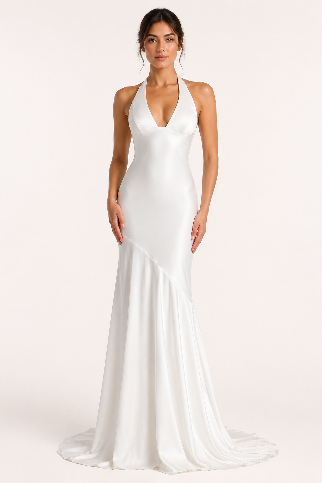 Vestido largo mujer halter escote V corte sirena – Dagmar