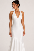 Vestido largo mujer halter escote V corte sirena – Dagmar