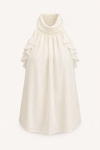 Blusa halter mujer cuello alto olanes laterales – Greta