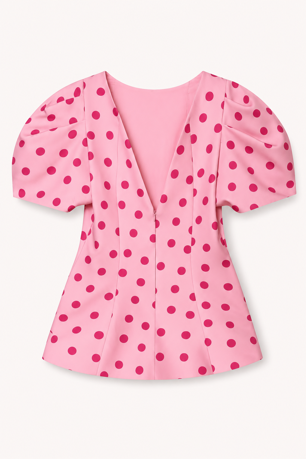 Blusa mujer escote V lunares manga abullonada corte entallado – Romy