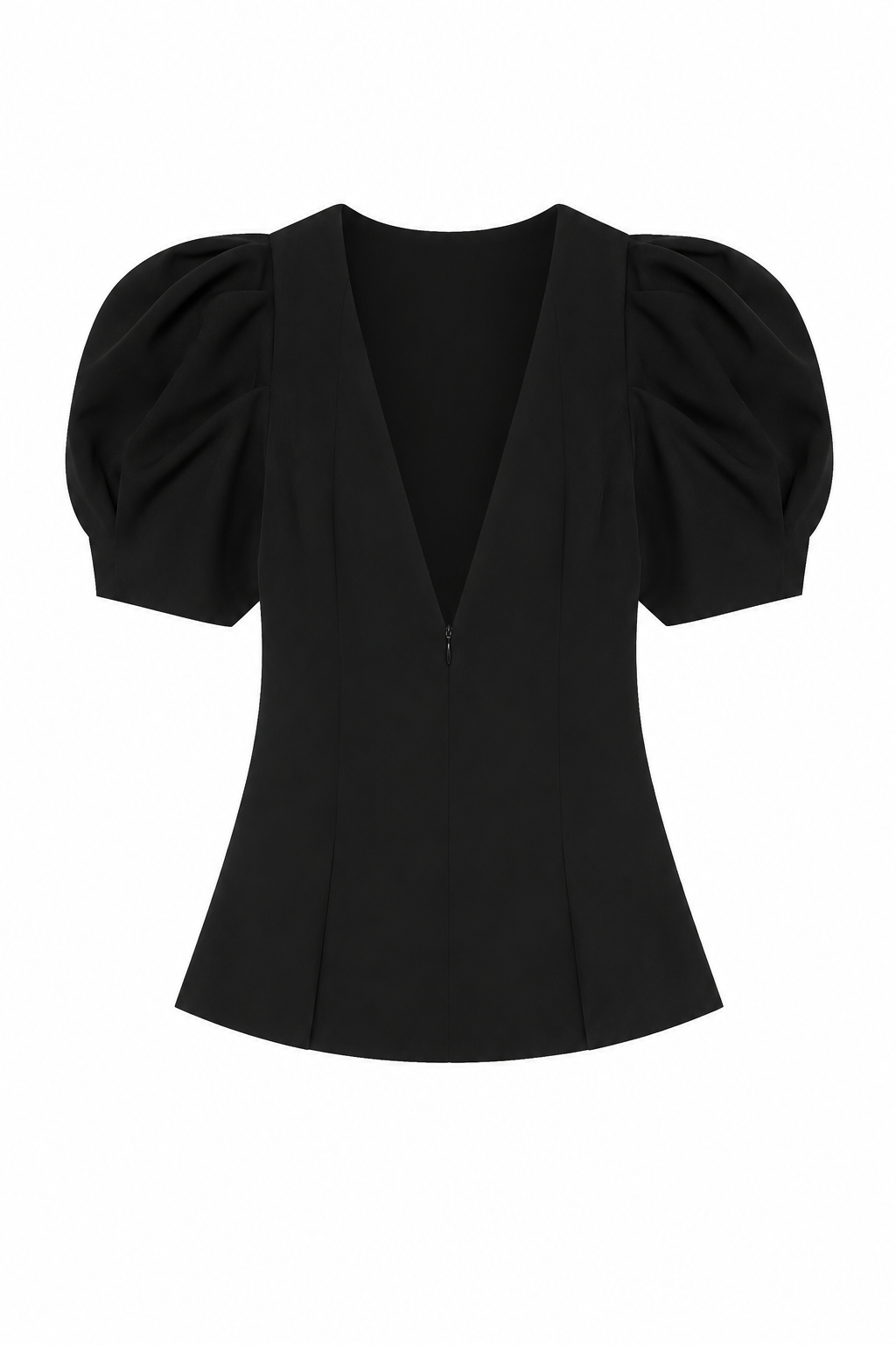 Blusa mujer escote V lunares manga abullonada corte entallado – Romy