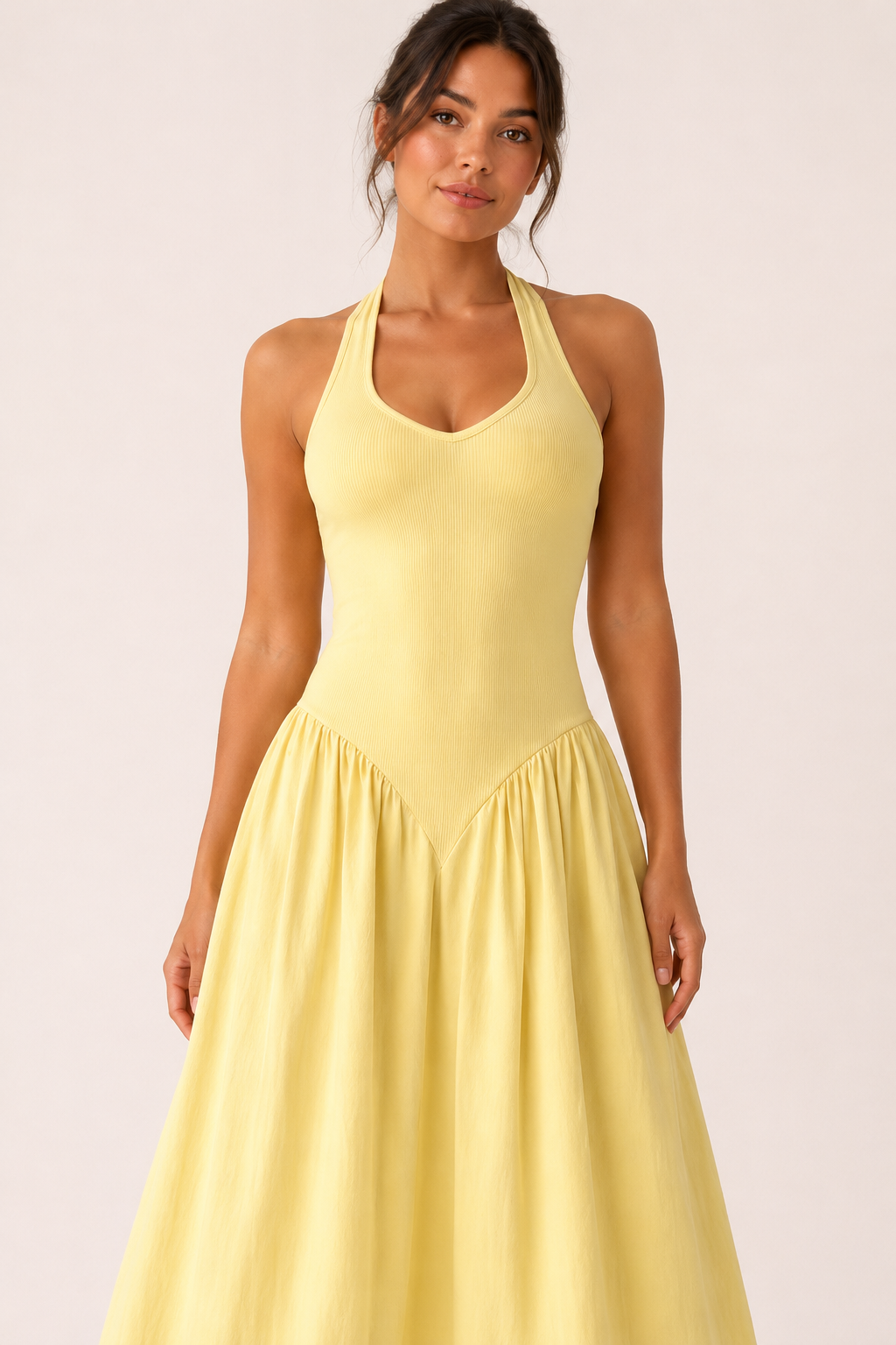 Vestido largo mujer verano escote halter falda amplia fluida – Lotte