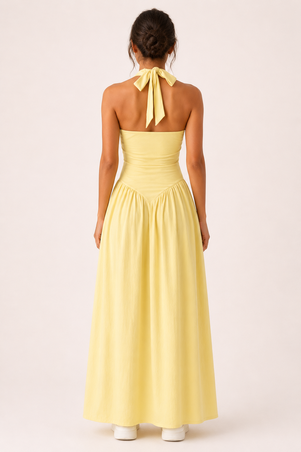 Vestido largo mujer verano escote halter falda amplia fluida – Lotte