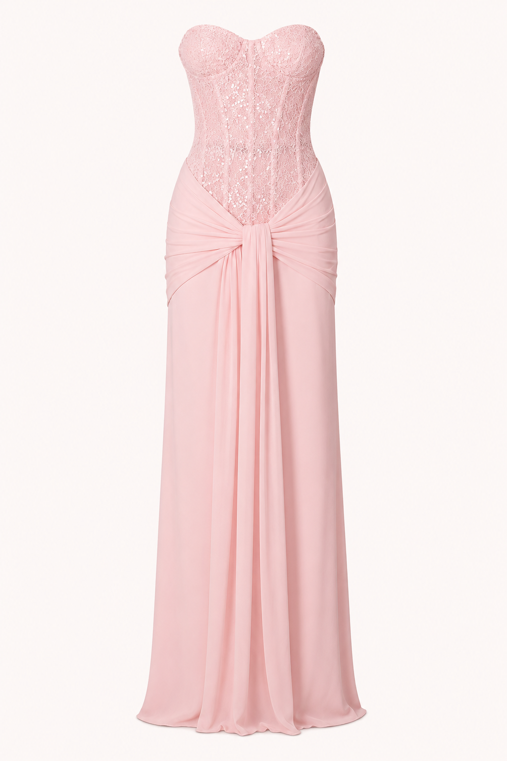 Vestido largo mujer fiesta corsé ajustado falda drapeada brillante – Klara