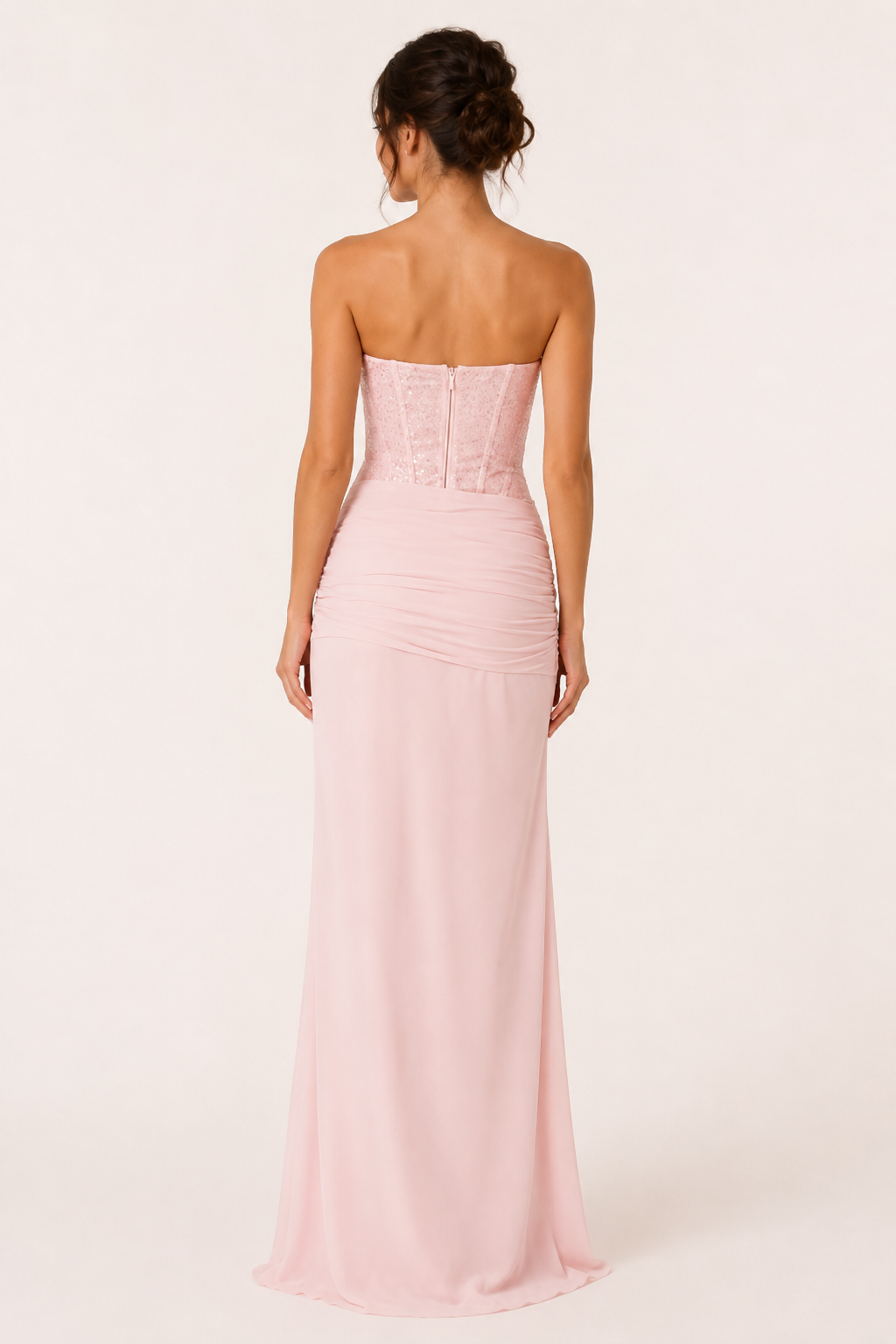 Vestido largo mujer fiesta corsé ajustado falda drapeada brillante – Klara