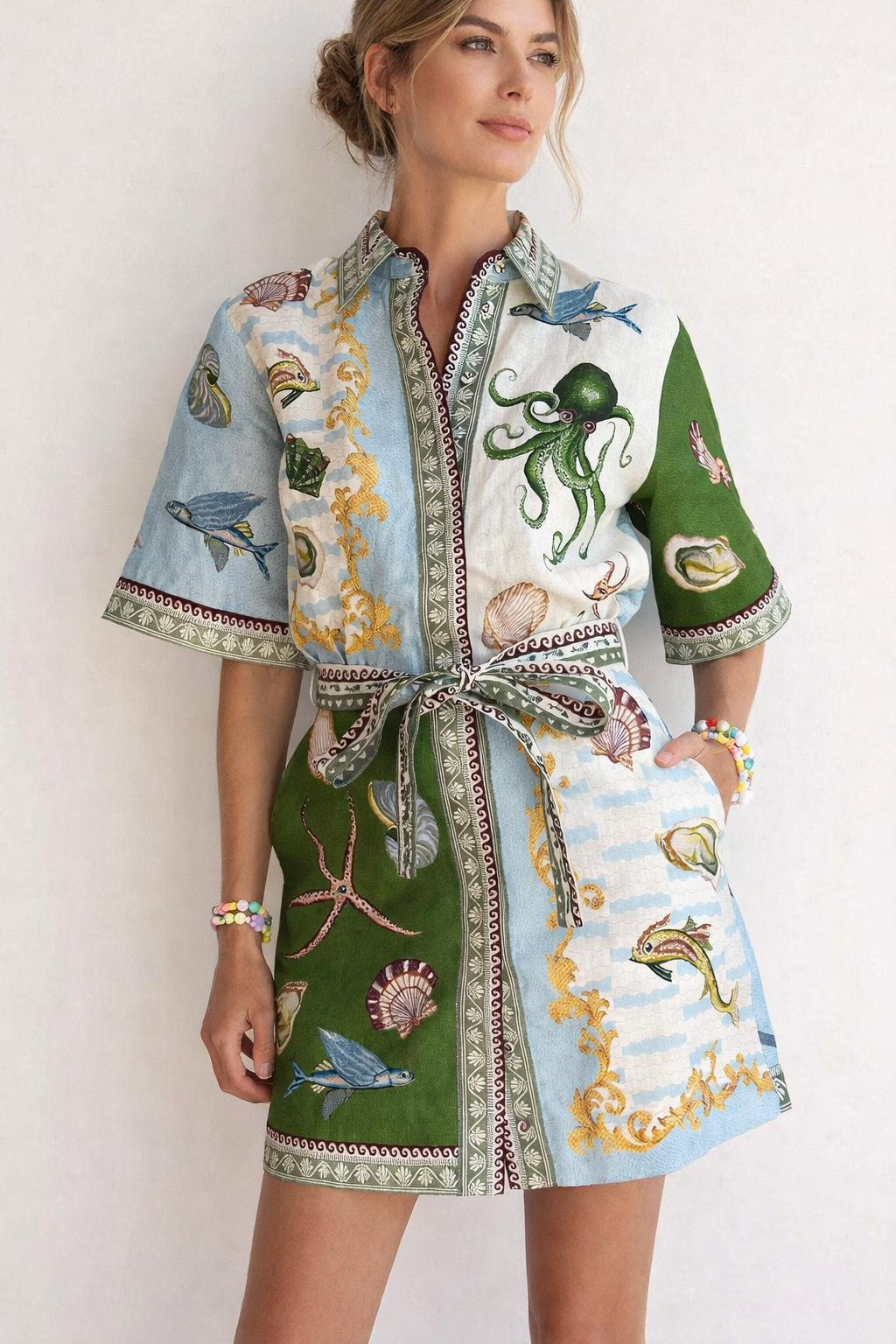 Vestido mini estampado marino para mujer - Rosenda
