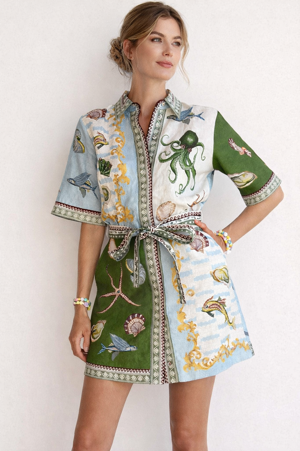 Vestido mini estampado marino para mujer - Rosenda
