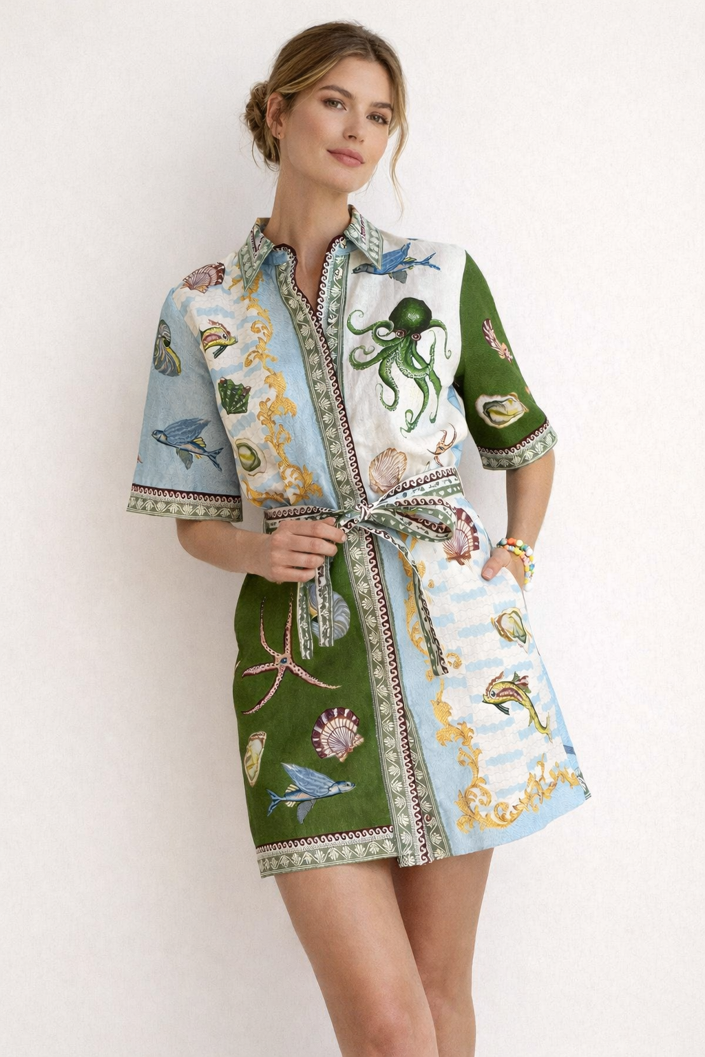 Vestido mini estampado marino para mujer - Rosenda