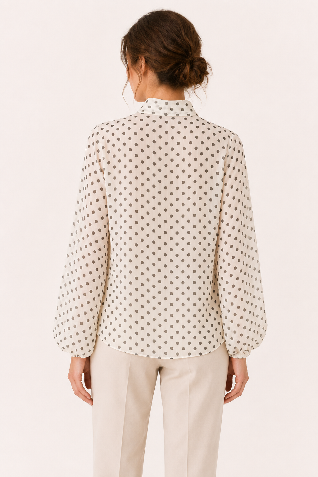 Blusa mujer lunares manga larga lazo cuello – Hannelore