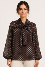 Blusa mujer lunares manga larga lazo cuello – Hannelore
