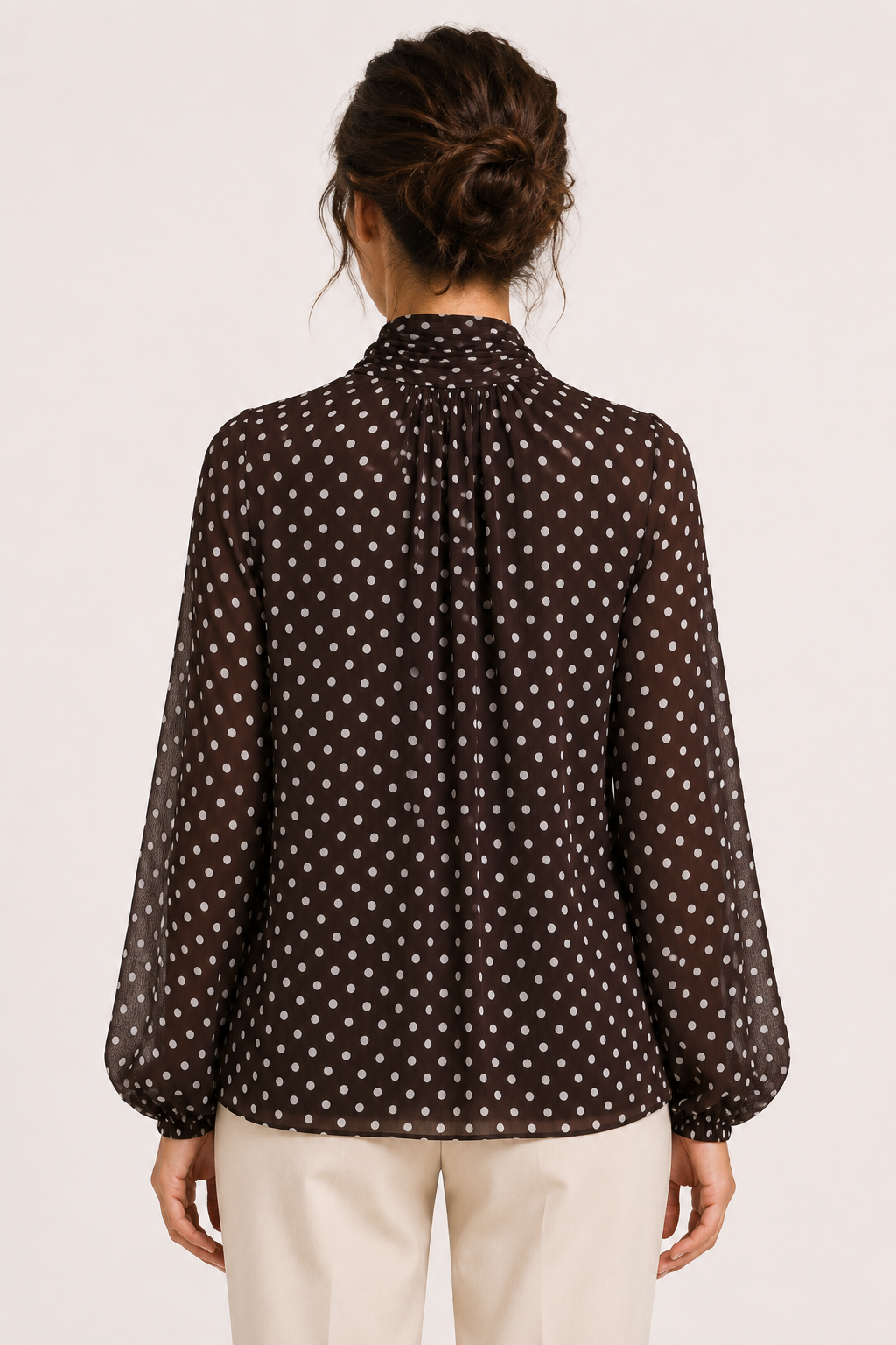 Blusa mujer lunares manga larga lazo cuello – Hannelore