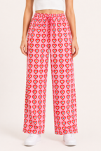 Pantalón palazzo mujer estampado corazones cintura elástica – Nadine