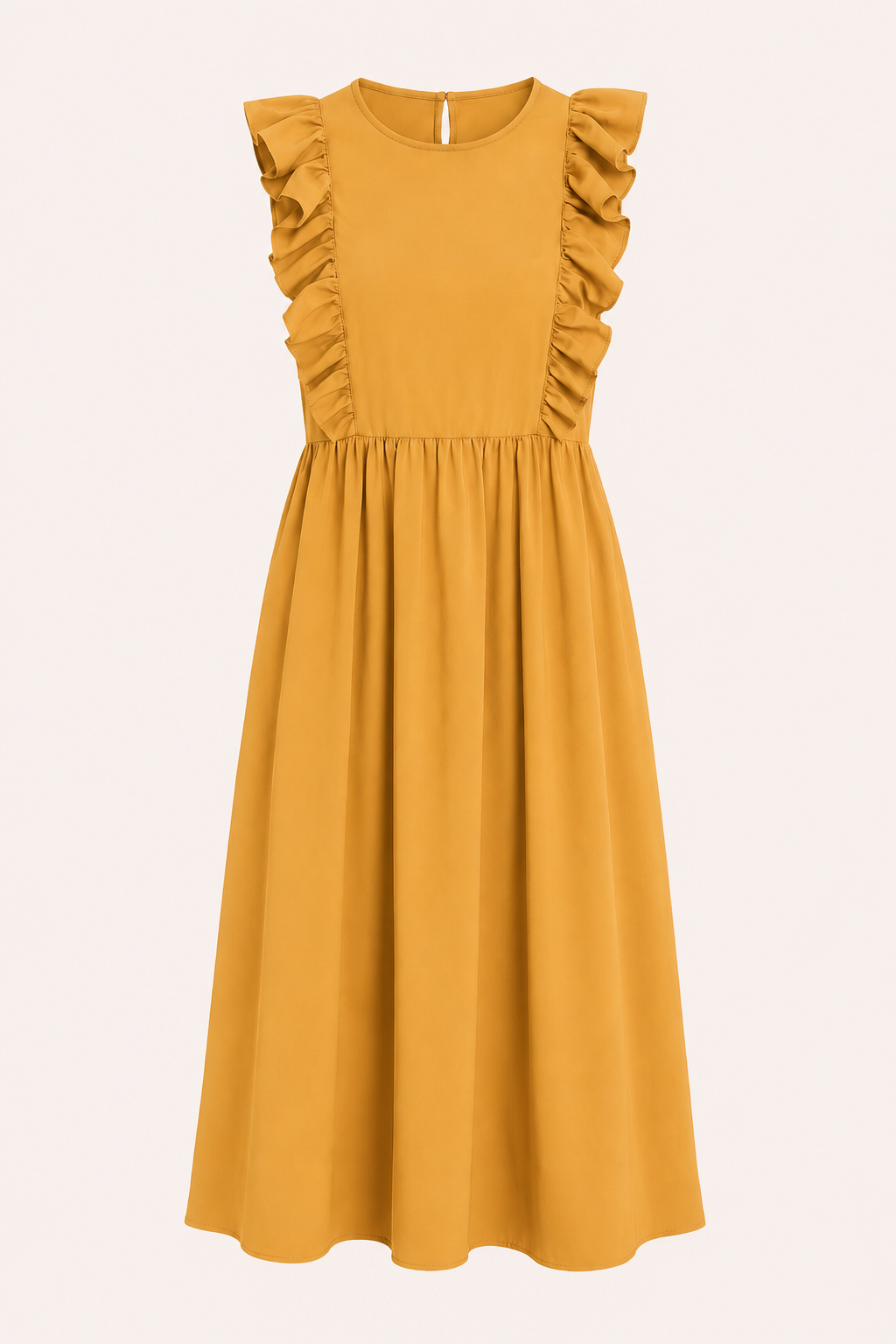 Vestido largo mujer volantes hombros falda amplia cintura alta – Helena