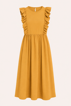 Vestido largo mujer volantes hombros falda amplia cintura alta – Helena