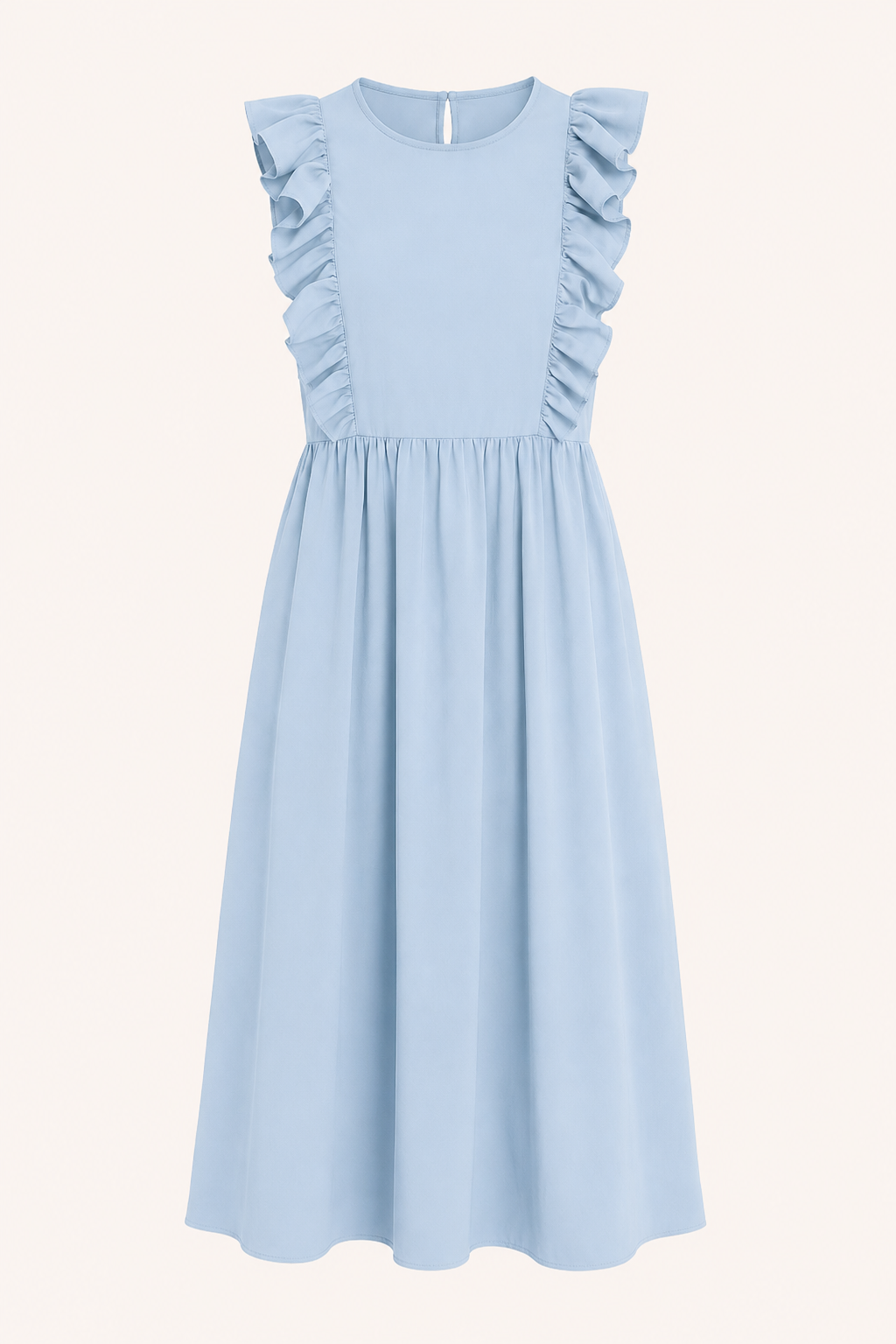 Vestido largo mujer volantes hombros falda amplia cintura alta – Helena