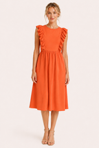 Vestido largo mujer volantes hombros falda amplia cintura alta – Helena