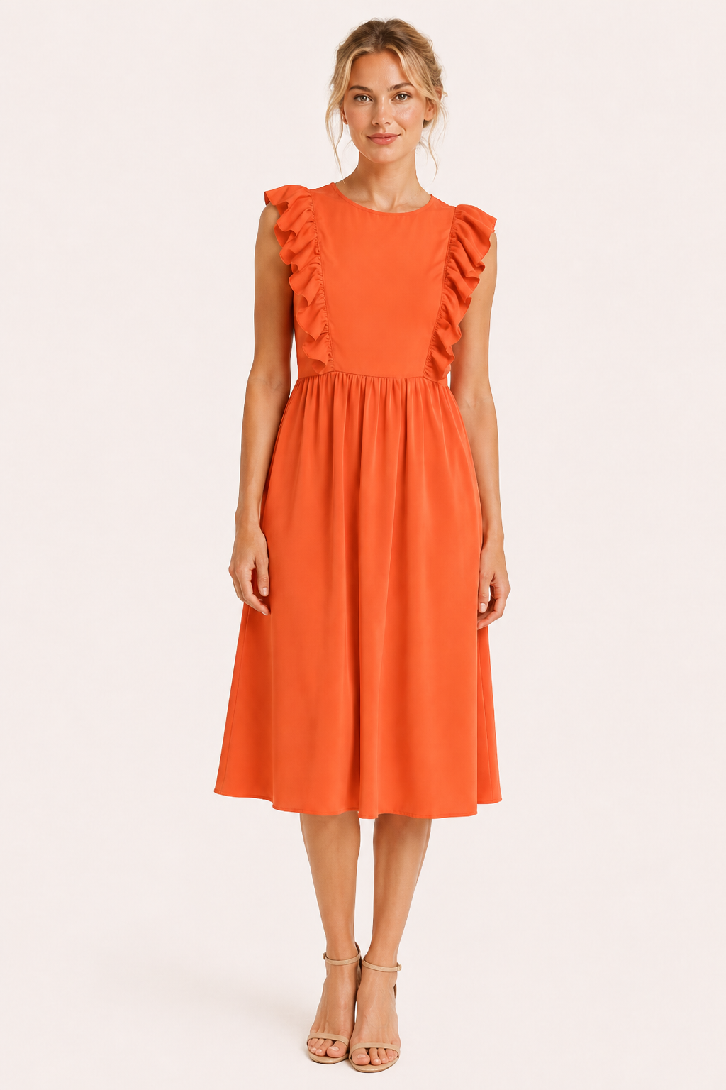 Vestido largo mujer volantes hombros falda amplia cintura alta – Helena