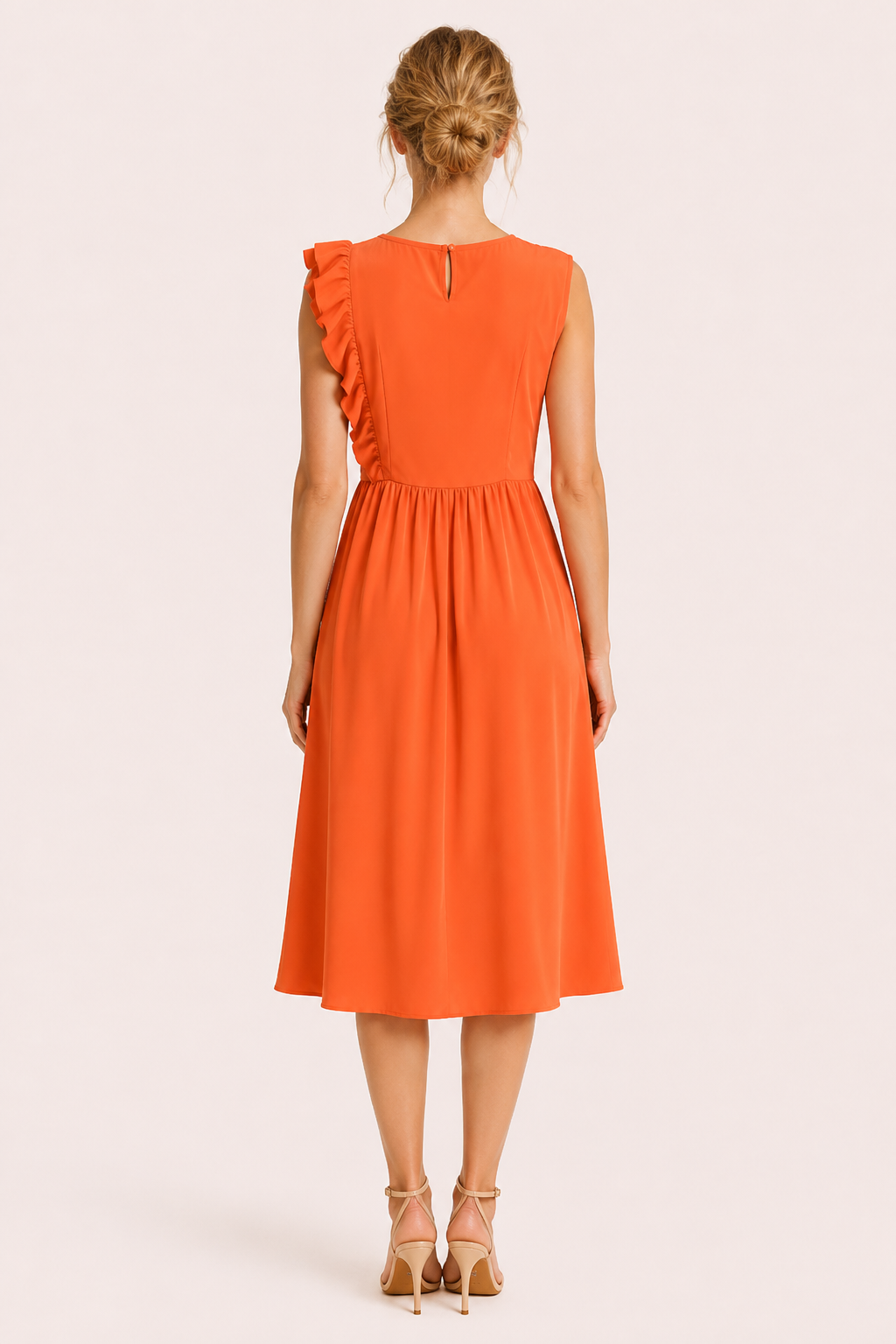 Vestido largo mujer volantes hombros falda amplia cintura alta – Helena