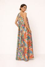 Vestido largo estampado asimétrico de verano para mujer - Kasy