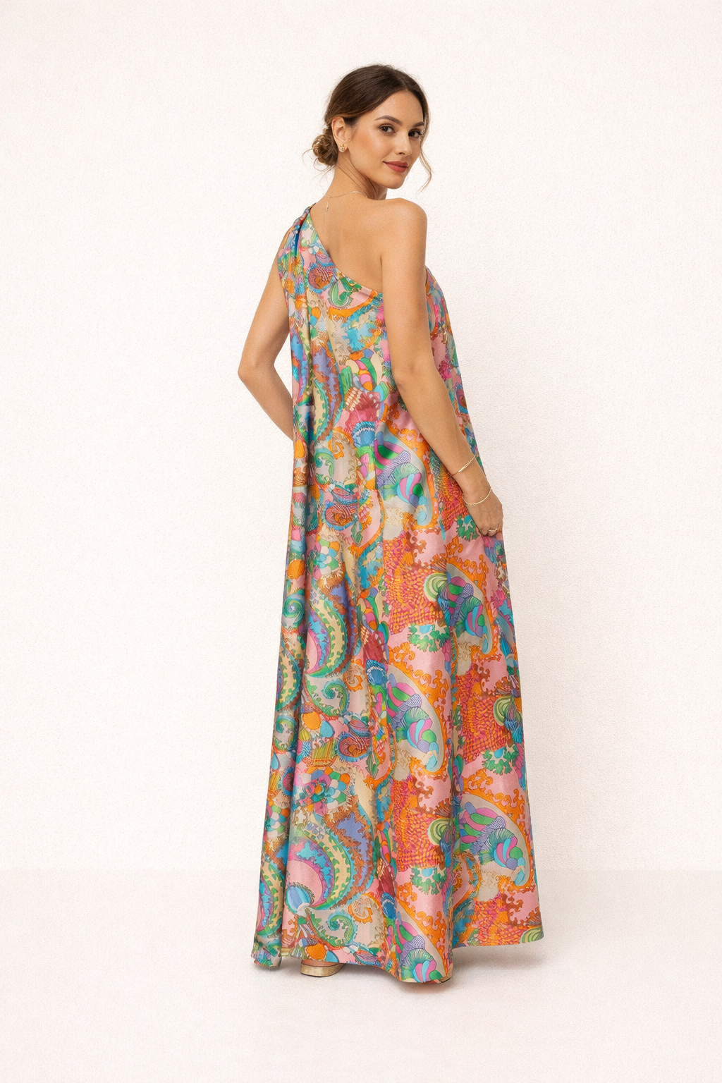 Vestido largo estampado asimétrico de verano para mujer - Kasy