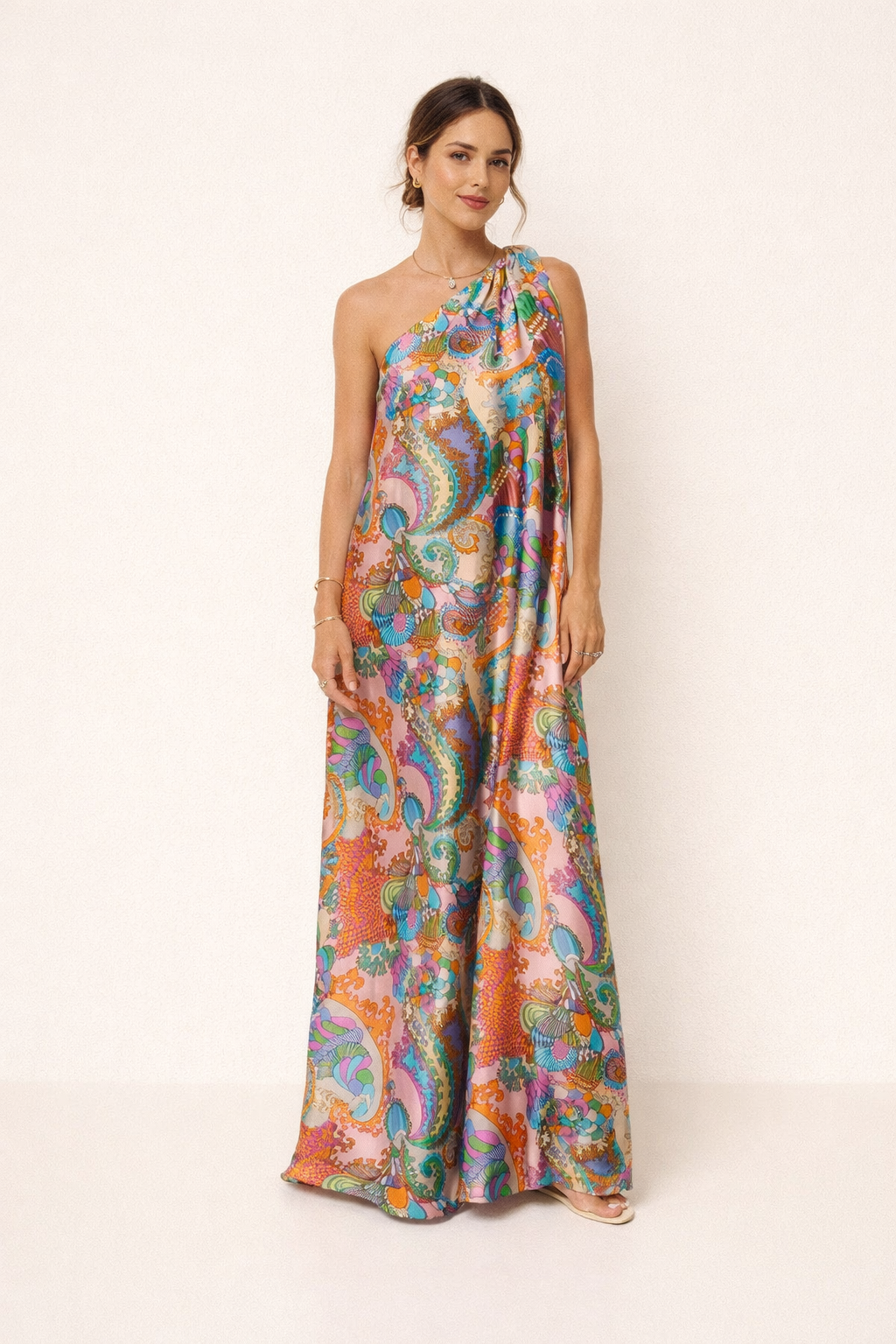 Vestido largo estampado asimétrico de verano para mujer - Kasy