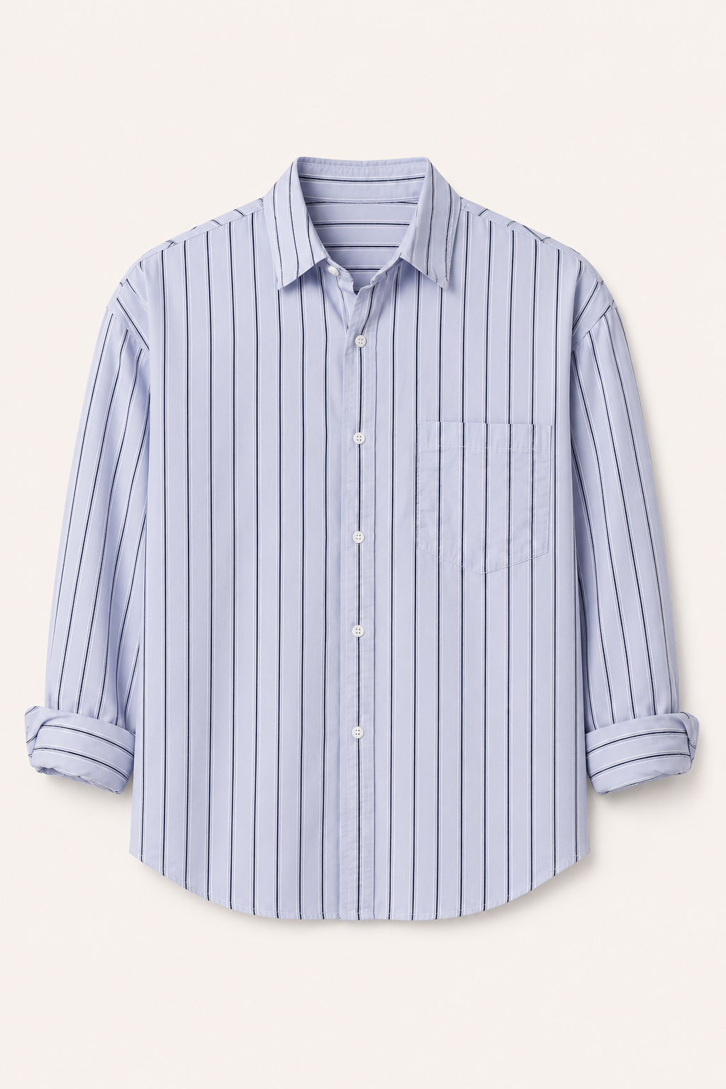 Camisa hombre rayas verticales manga larga bolsillo oversize – Matías