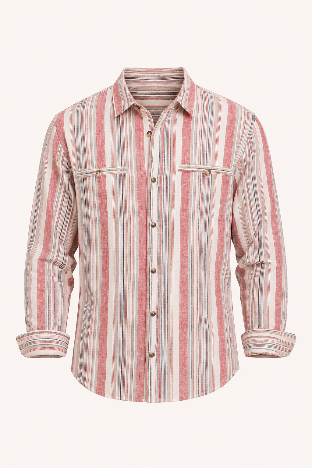 Camisa hombre algodón lino rayas estilo mediterráneo fresca verano – Timo