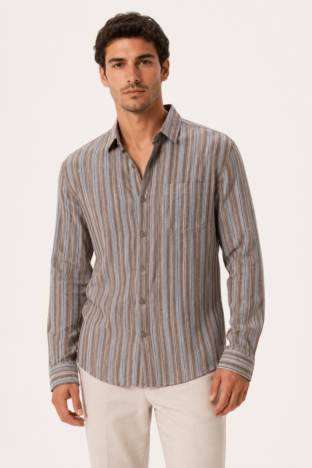 Camisa hombre rayas verticales casual elegante estilo resort verano – Ralf